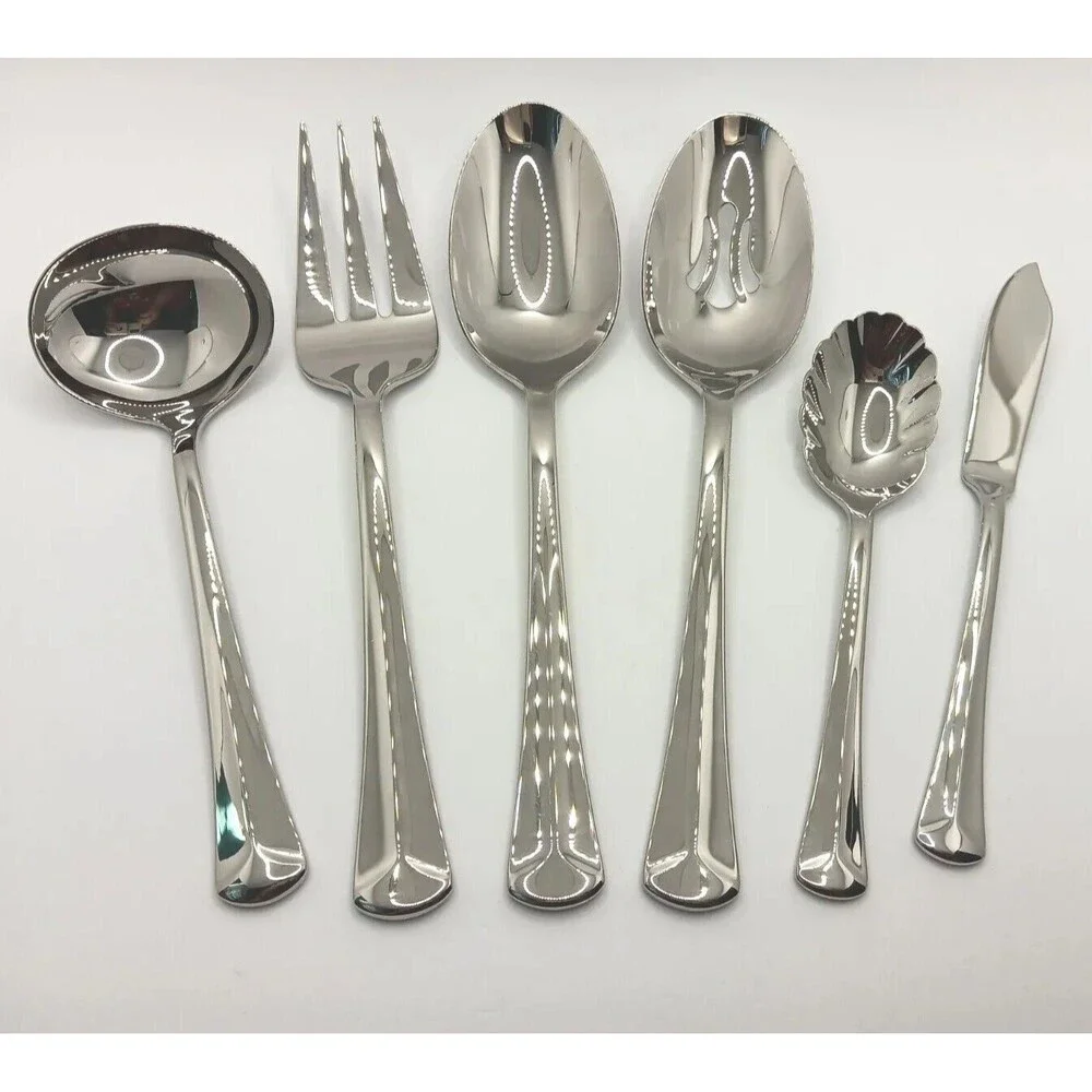 Reed & Barton Baquette 6 Piece Server Set 18/10 Stainless  Vietnam Flatware